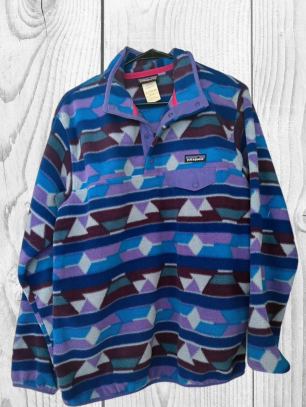 Patagonia Womens L Synchilla Snap-T Pullover Fleece purple jacket